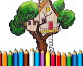 Раскраска: Дом на дереве