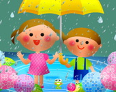 Дети под дождем - Пазл