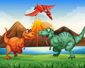 Красочные динозавры - 3 в ряд