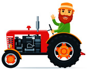 Трактора на мультипликационной ферме